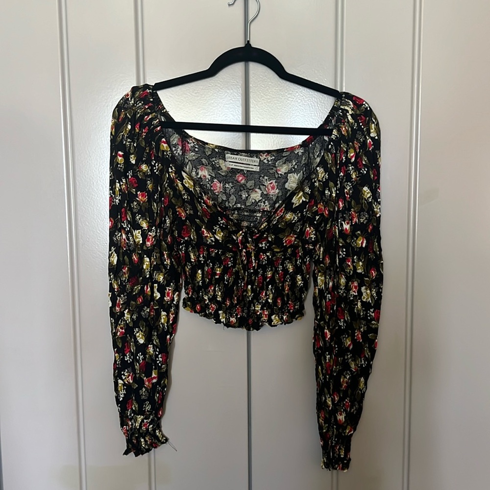 UO Floral Cropped Blouse